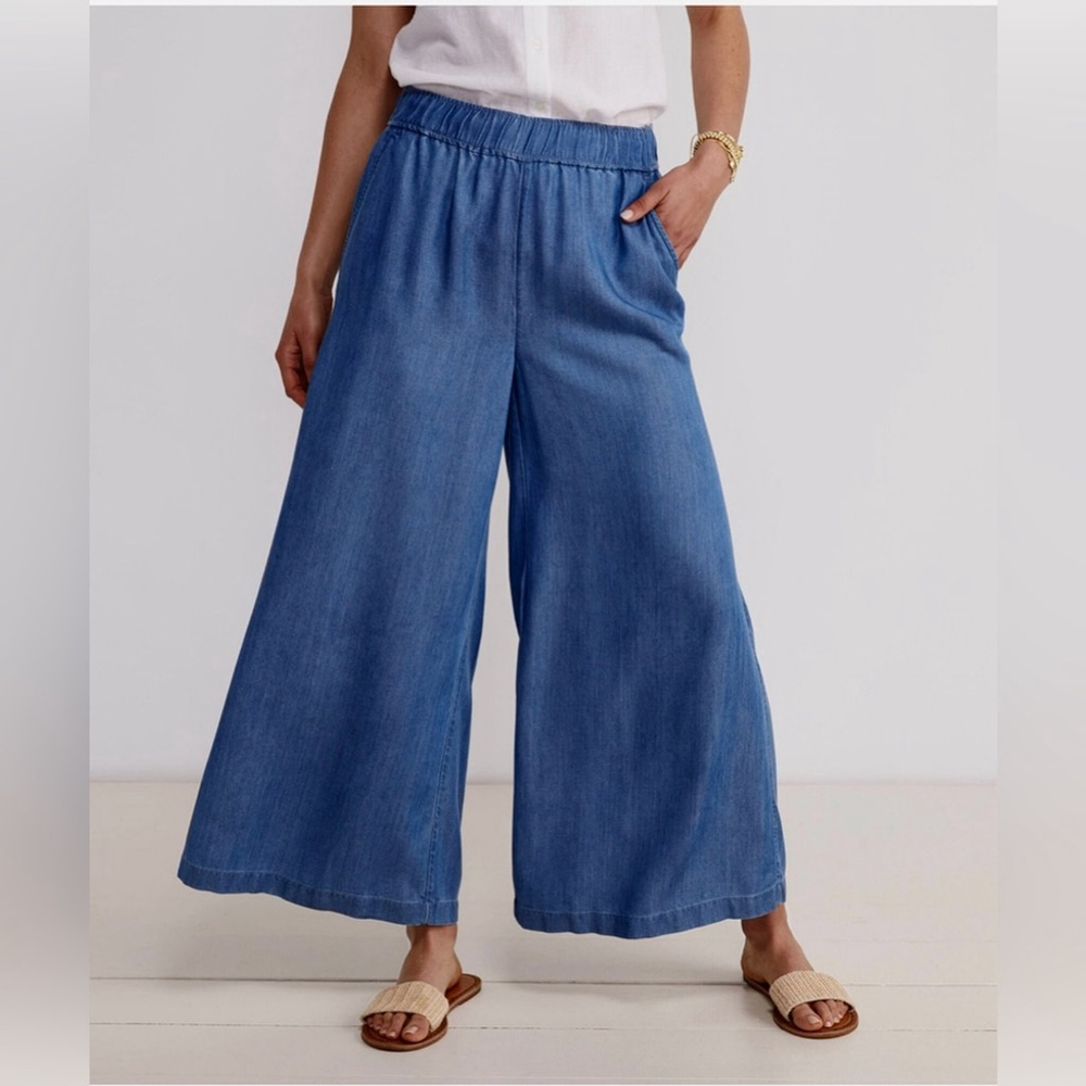 aritzia wilfred Wide-Leg Blue Denim Pants chambray medium cotton